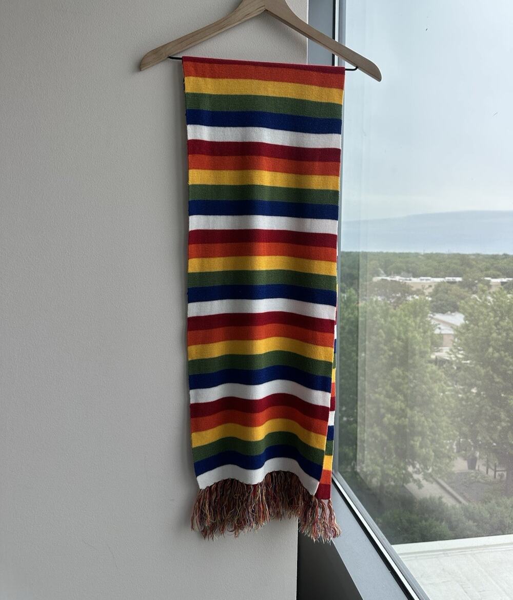 Tommy Jeans Knit Multicolor Striped Scarf Fringe Women's